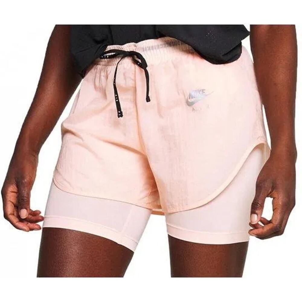 Nike Women's Dri-FIT High-Waisted 7" 2-in-1 Shorts Pink/Peach Size Medium